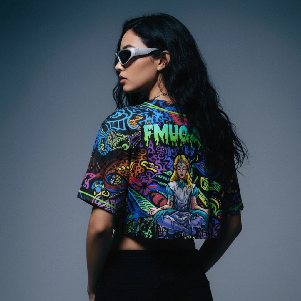 Alison Wonderland Trippy crop baseball…