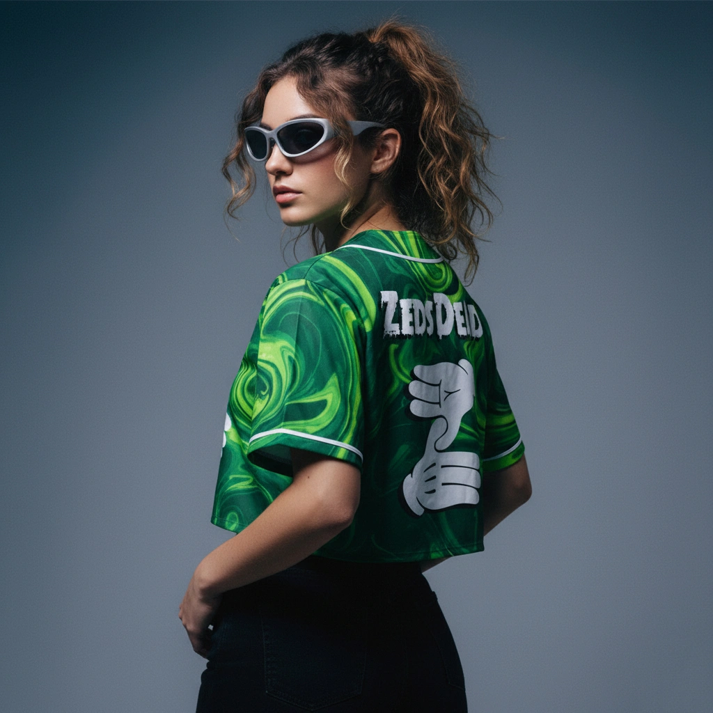 Zeds Dead Green Oil slick crop top jer…