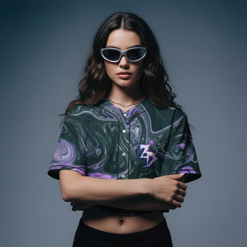 Zeds Dead Purple Oil slick crop top je…