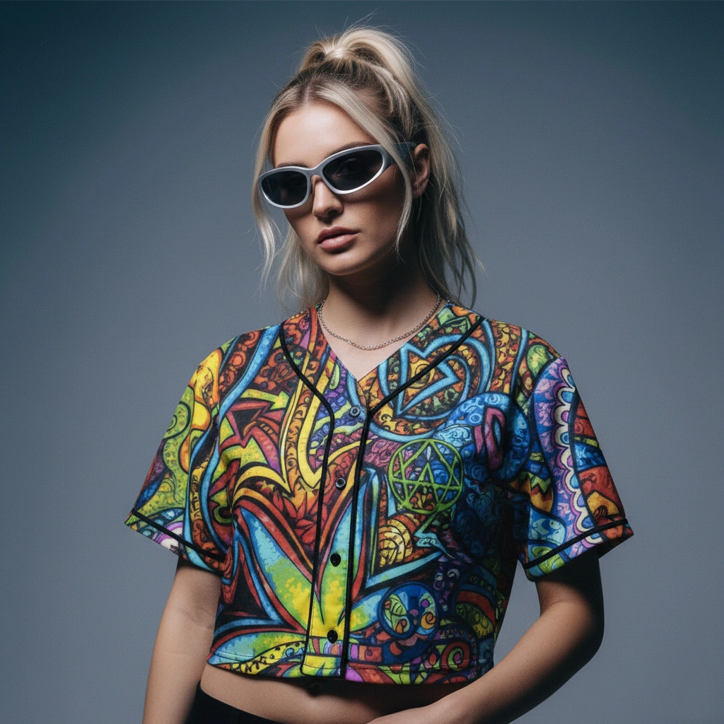 Alison Wonderland trippy crop baseball…