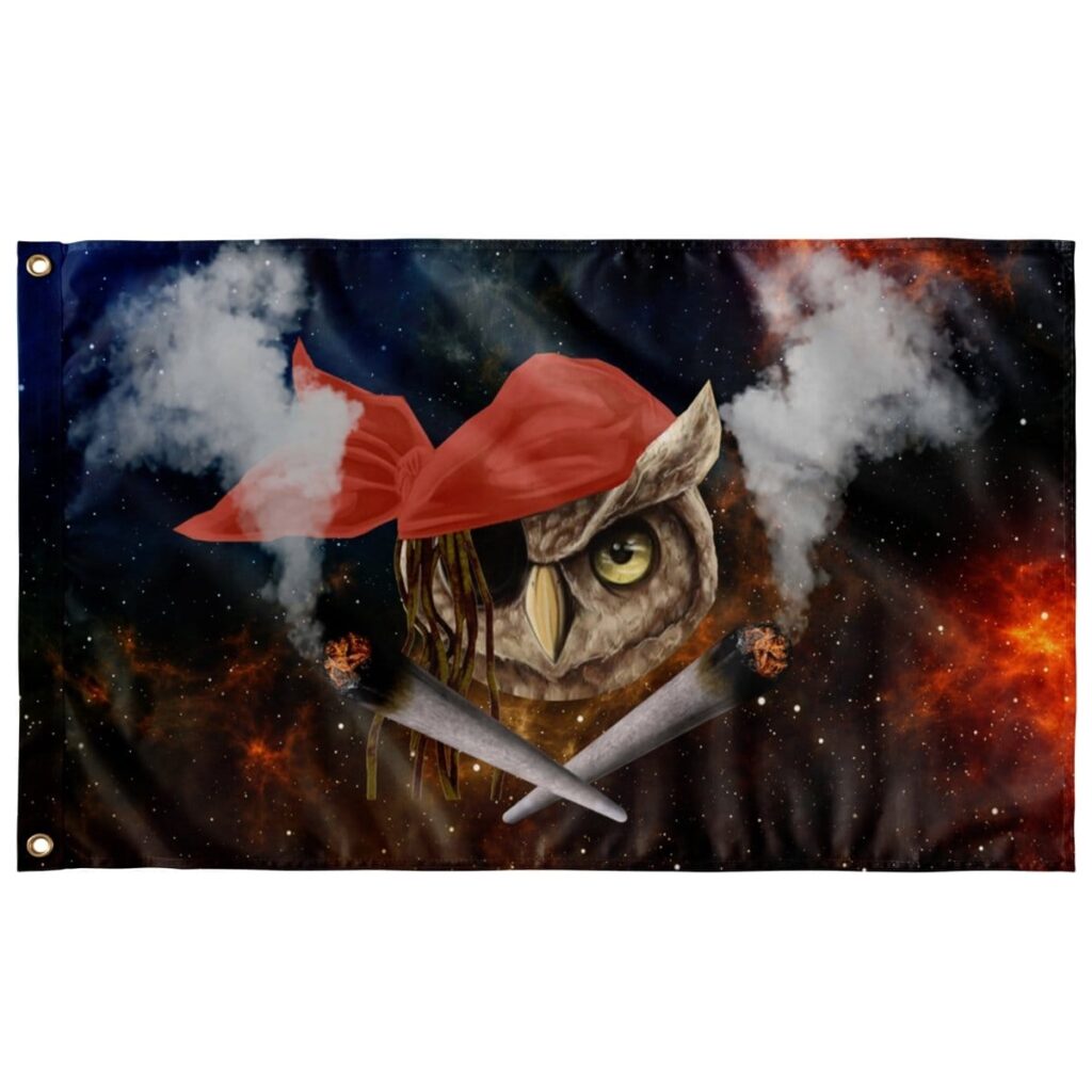 CRAZY PIRATE OWL FLAG