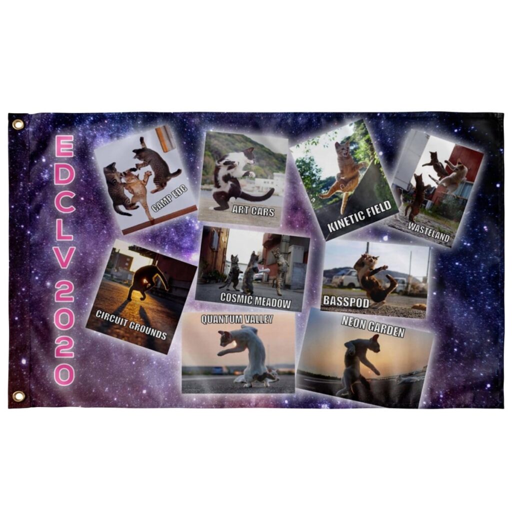 CUTE CATS EDC LAS VEGAS 2020 FLAG