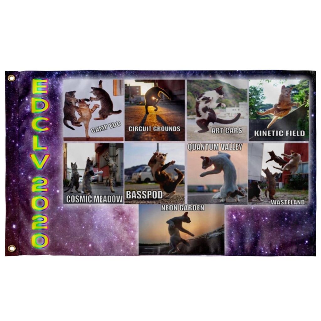 FUNNY CATS EDC LAS VEGAS 2020 FLAG