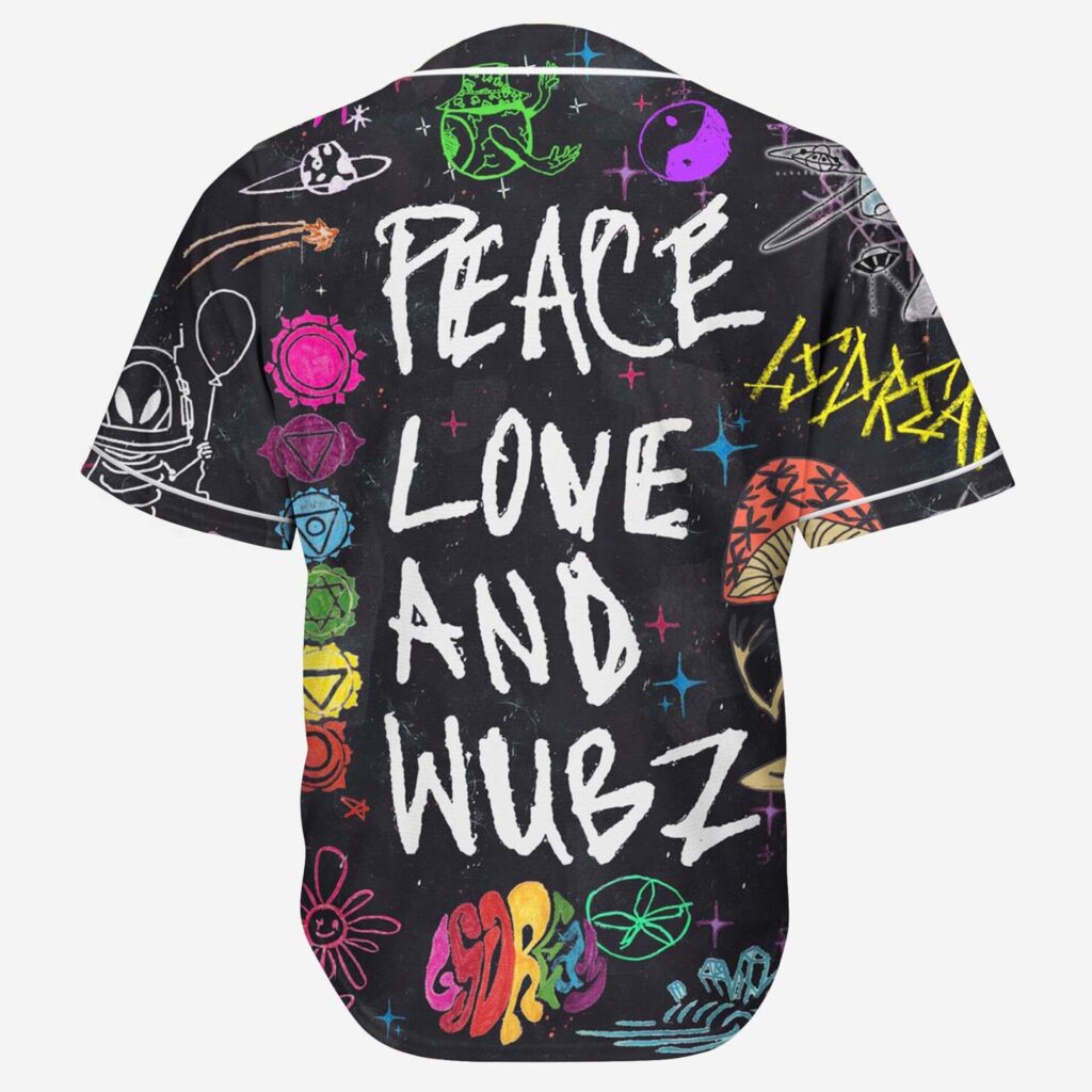 Peace Love and Wubz Jersey rave baseba…