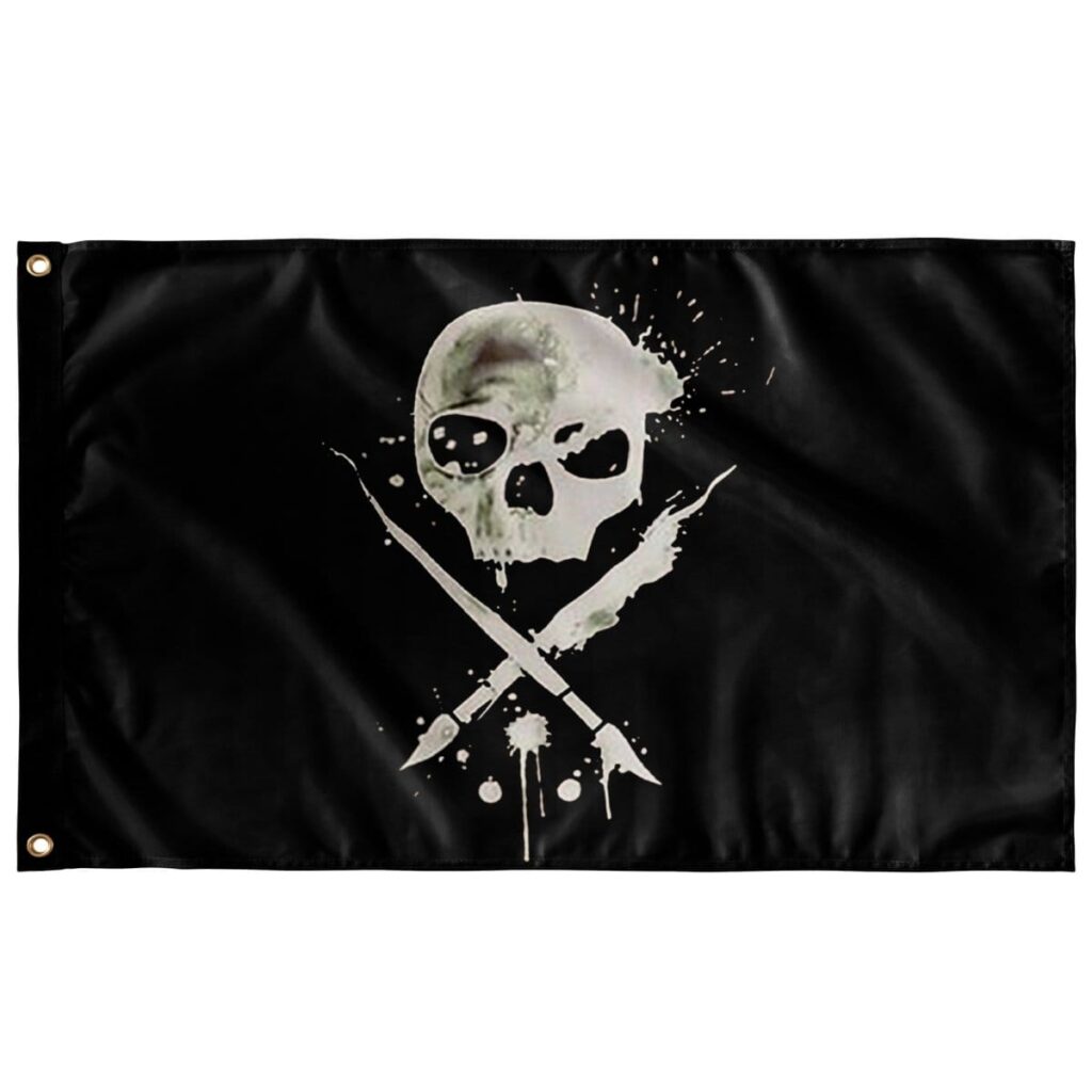 SULLEN WHITE SKELETON FLAG