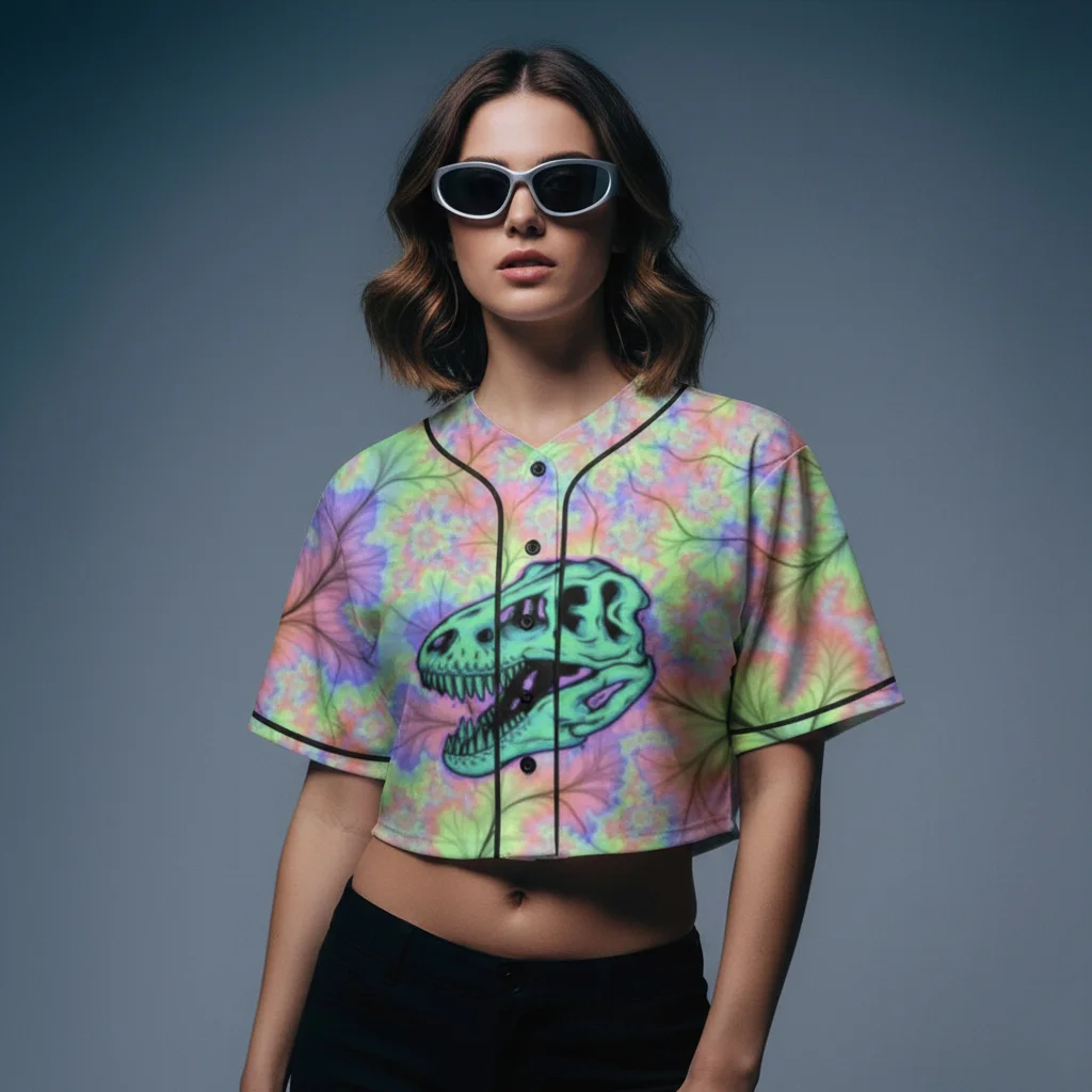 Headbanger T-Rex Trippy crop top Jerse…
