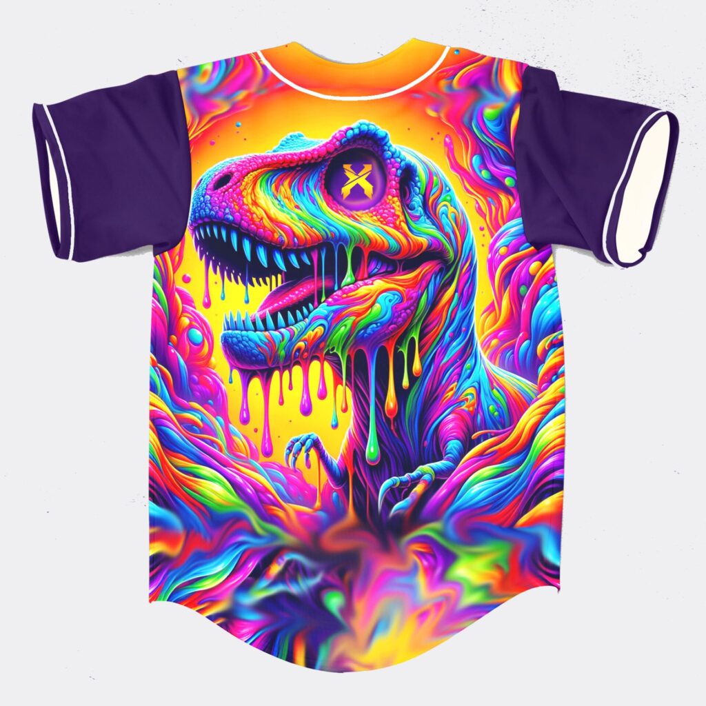 Trippy colorful t-rex excision rave ba…